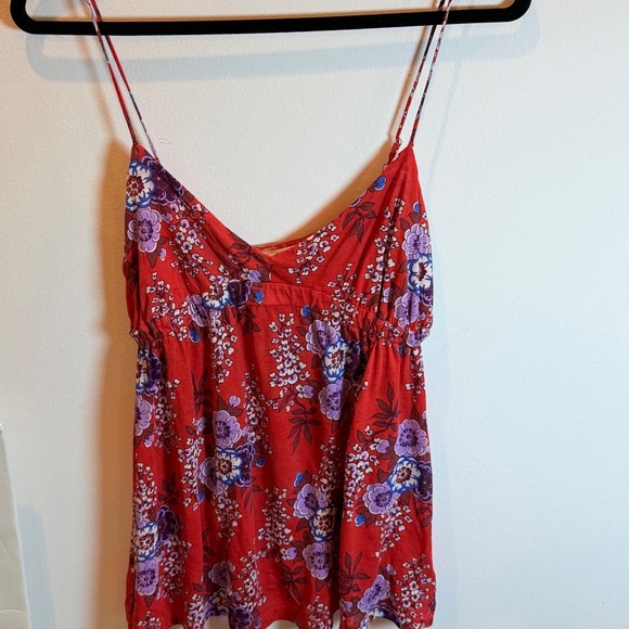 Free People Tops - Free People Vintage Floral Cami Top Red Purple Boho Empire Waist Large
